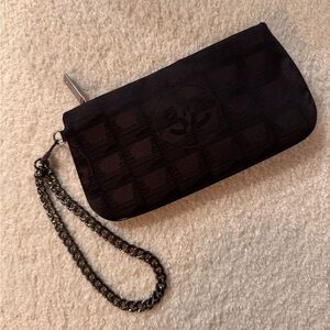 Authentic Chanel New Travel Line Pouch/Wristlet with CC